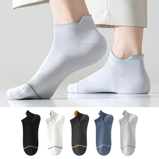 Plusock Solid Color Cotton Thin Absorbent Socks(5 Pairs)