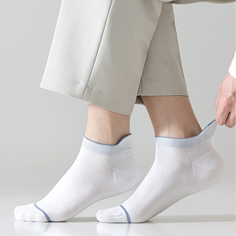 Plusock Solid Color Cotton Thin Absorbent Socks(5 Pairs)