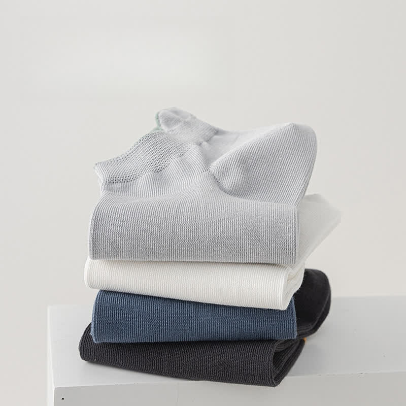 Plusock Solid Color Cotton Thin Absorbent Socks(5 Pairs)