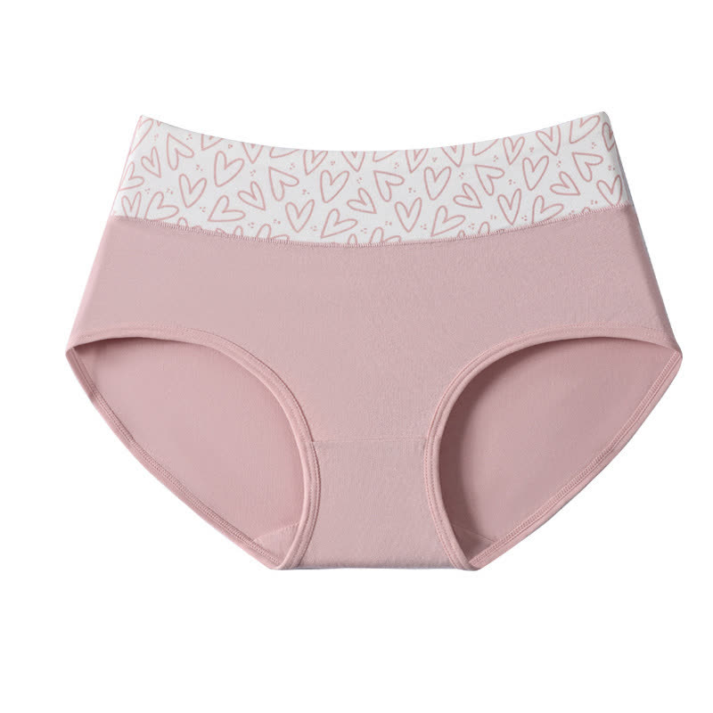 Love Print High Waist Cotton Brief(3 Packs)