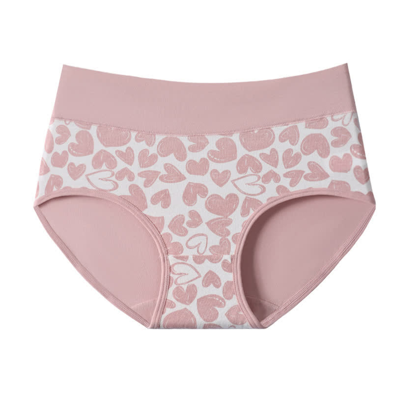 Love Print High Waist Cotton Brief(3 Packs)