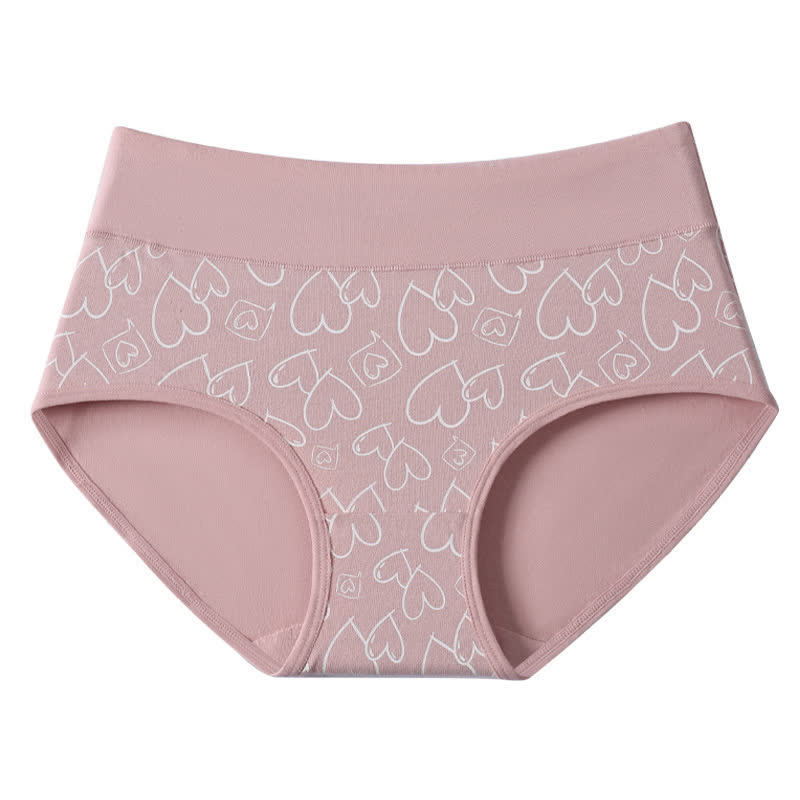 Love Print High Waist Cotton Brief(3 Packs)