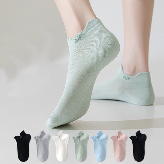 Plusock Thin Cotton Sweat-absorbent Breathable Mesh Ankle Socks(6 Pairs)