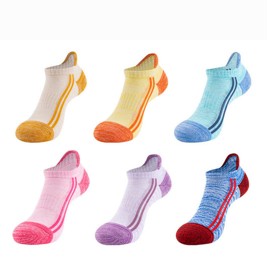 Plusock Color-Block Breathable Cotton Running Socks(6 Pairs)