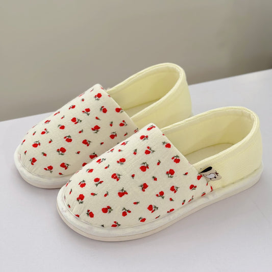 Plusock Floral Non-Slip Canvas Home Slippers