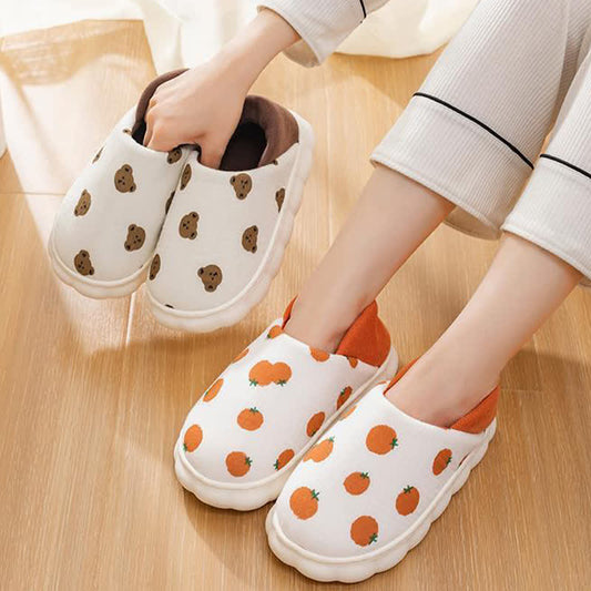 Plusock Cartoon Print Thick-Soled Non-Slip Closed-Back Slippers