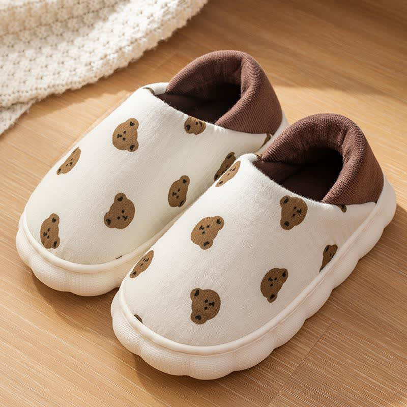 Cartoon Print Thick-Soled Non-Slip Closed-Back Slippers