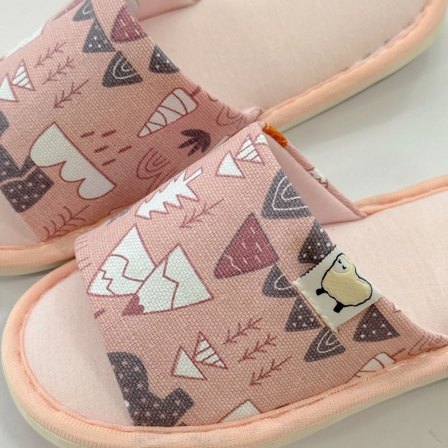 Cartoon Print Canvas Open-Toe Home Slippers