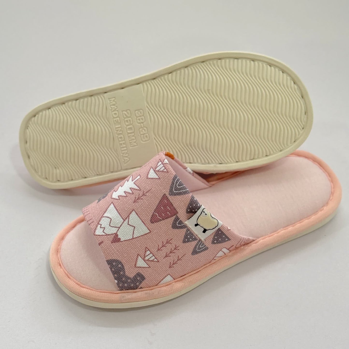 Cartoon Print Canvas Open-Toe Home Slippers