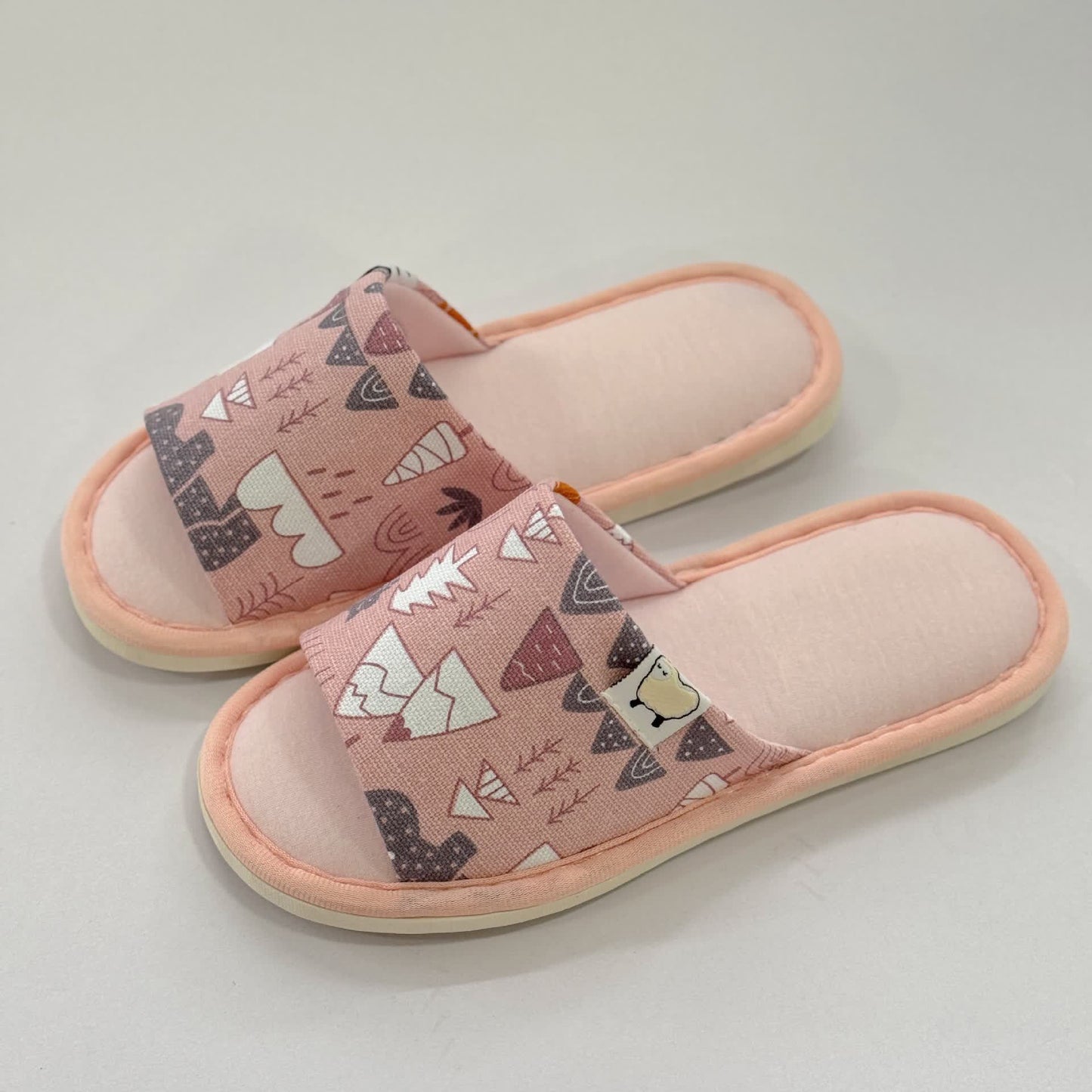 Cartoon Print Canvas Open-Toe Home Slippers