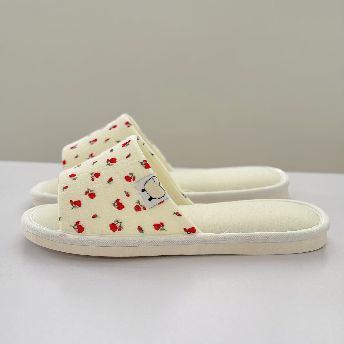 Floral Canvas Open-Toe Home Slippers