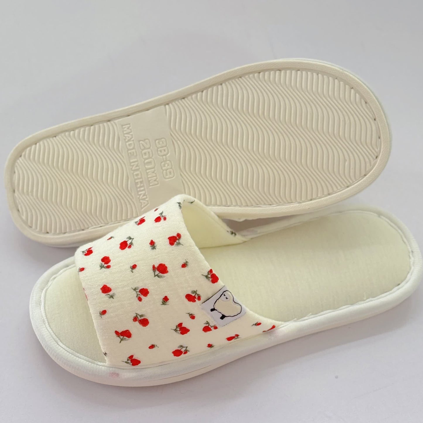 Floral Canvas Open-Toe Home Slippers