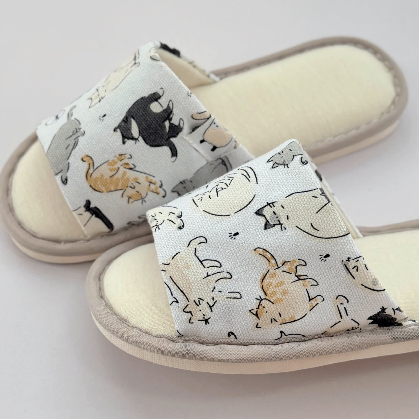 Cute Animal Print Canvas Open-Toe Home Slippers