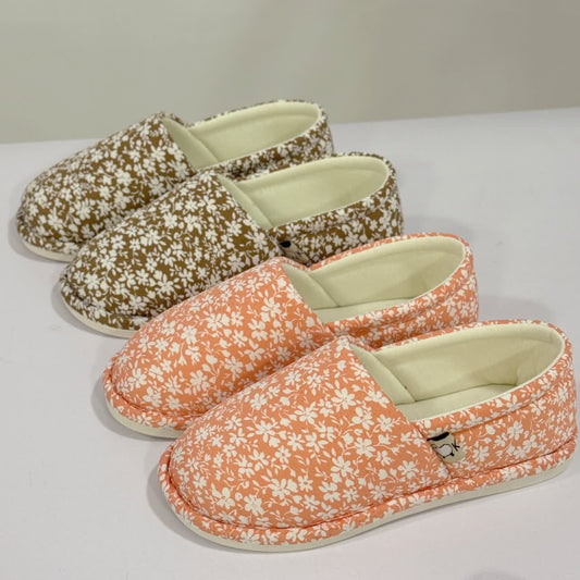 Plusock Rustic Floral Non-Slip Canvas Home Slippers
