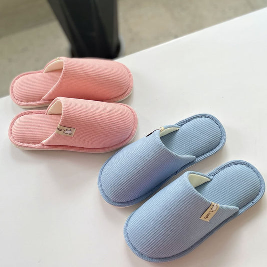 Plusock Solid Color Simple Waffle Home Slippers