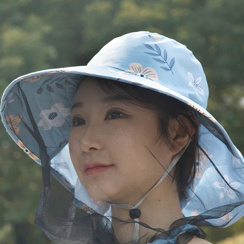Floral Print Outdoor Wide Brim Bucket Hat