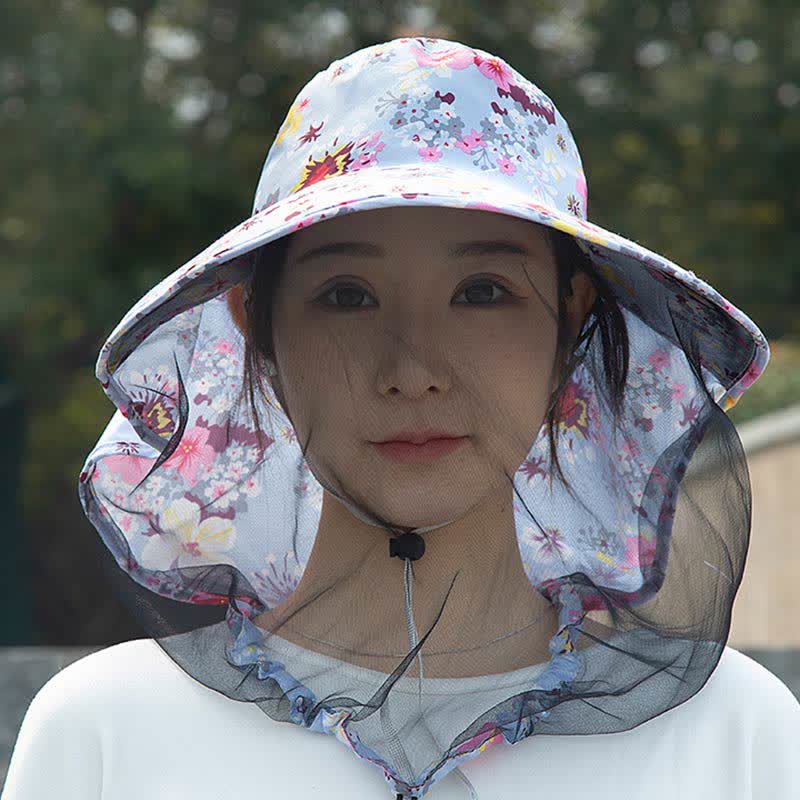 Floral Print Outdoor Wide Brim Bucket Hat