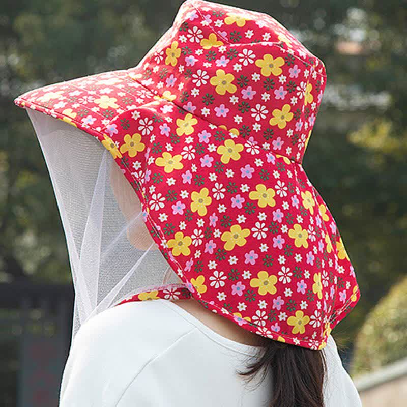 Floral Print Outdoor Wide Brim Bucket Hat