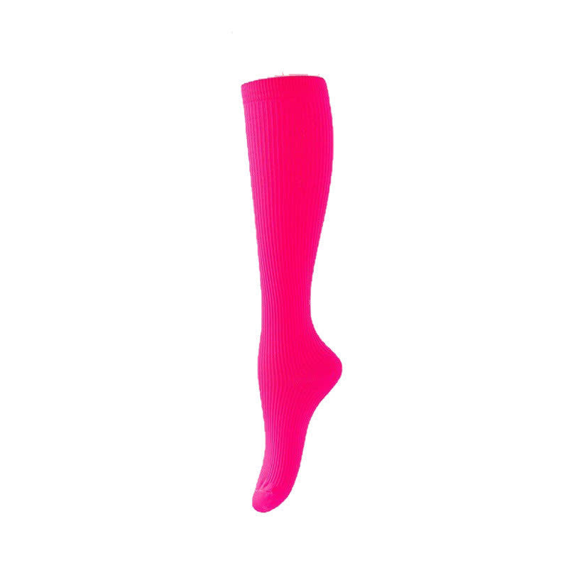 Candy Color Vertical Stripe Athletic Compression Socks(7 Pairs)