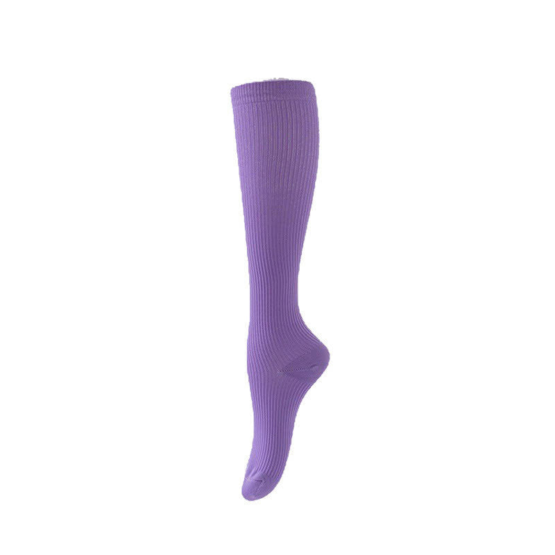 Candy Color Vertical Stripe Athletic Compression Socks(7 Pairs)