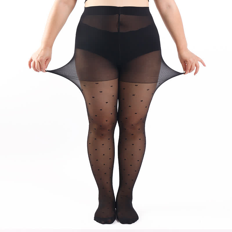 Plus Size Polka Dot Sheer Pantyhose(3 Pairs)