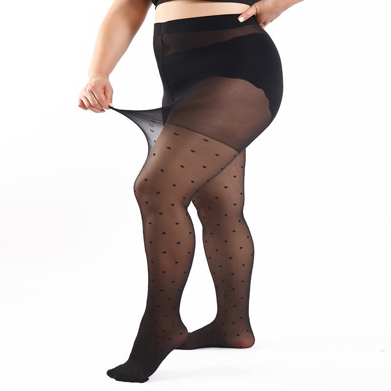 Plus Size Polka Dot Sheer Pantyhose(3 Pairs)