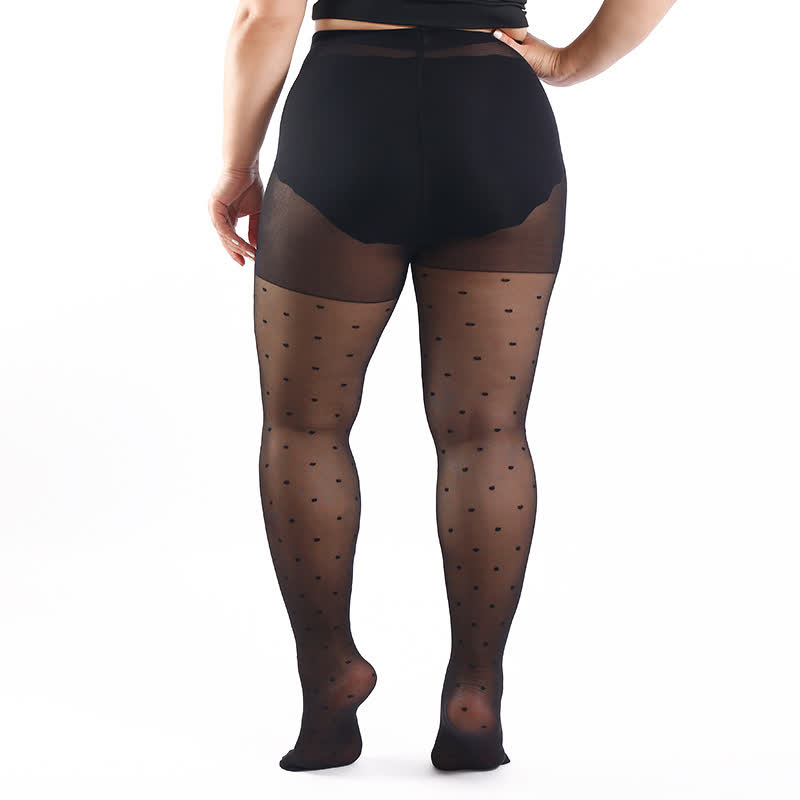 Plus Size Polka Dot Sheer Pantyhose(3 Pairs)