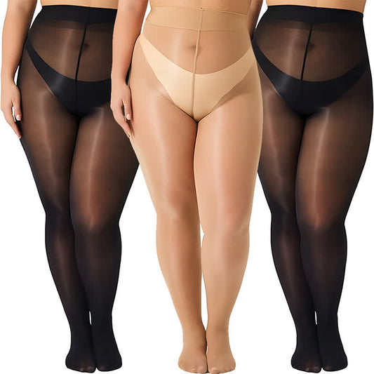 Plusock Shiny Sheer Pantyhose(3 Pairs)