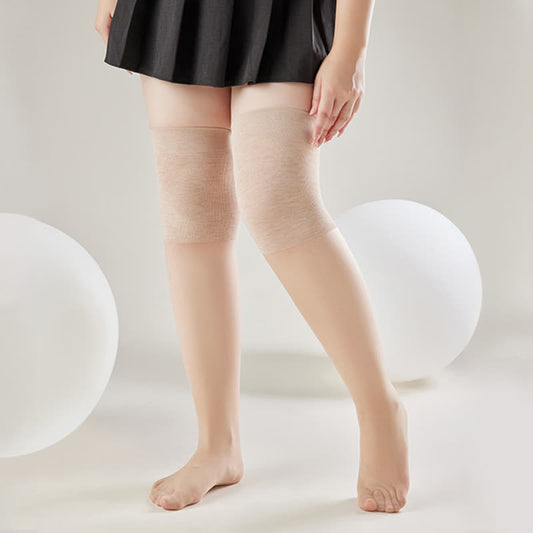 Plusock Knee Wrap Sheer Thigh High Socks(3 Pairs)