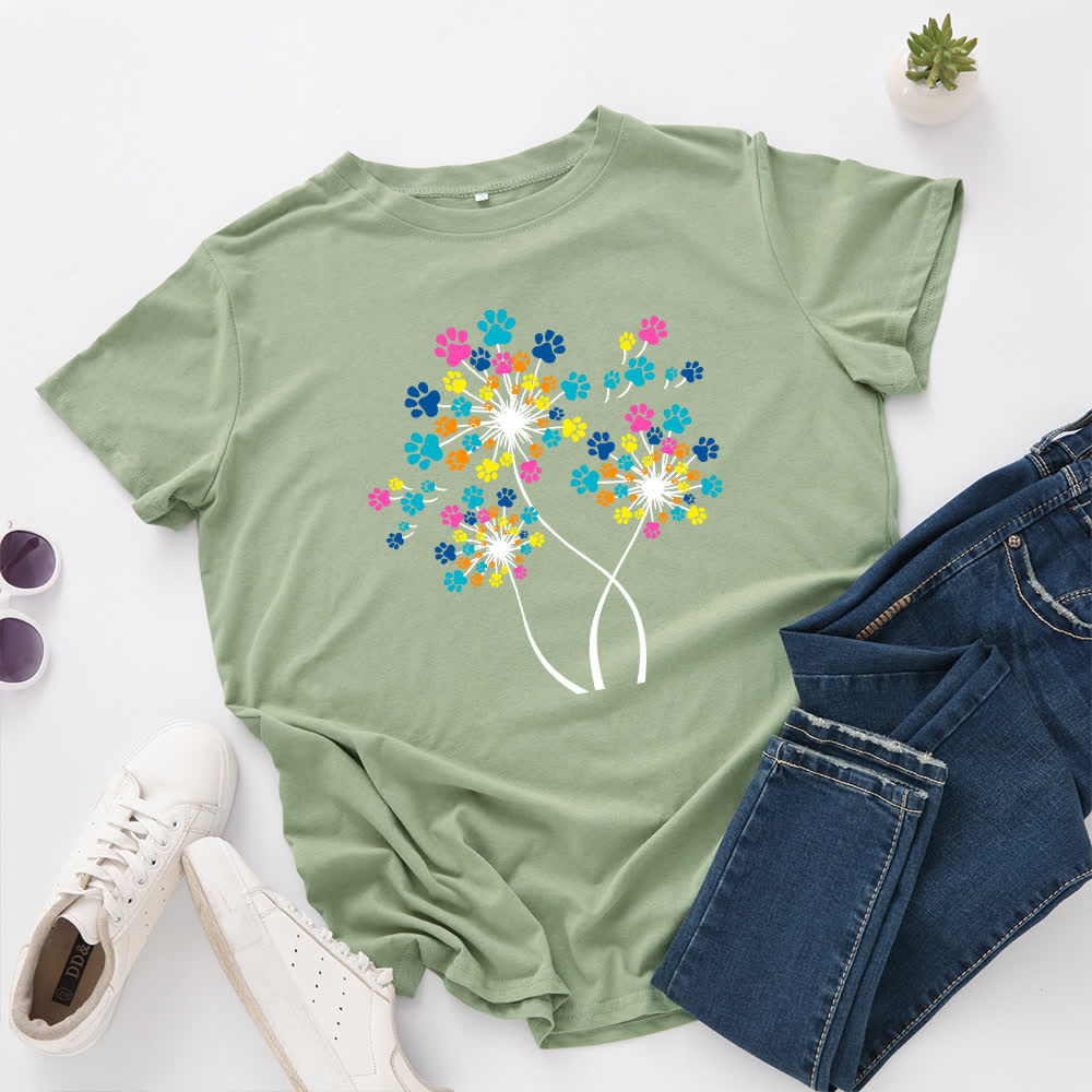 Plus Size Creative Dandelion Short Sleeve T-Shirt