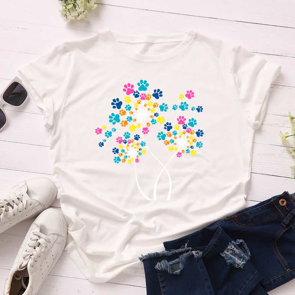 Plus Size Creative Dandelion Short Sleeve T-Shirt
