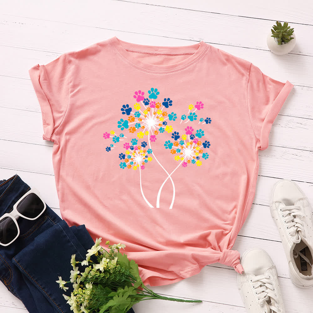 Plus Size Creative Dandelion Short Sleeve T-Shirt
