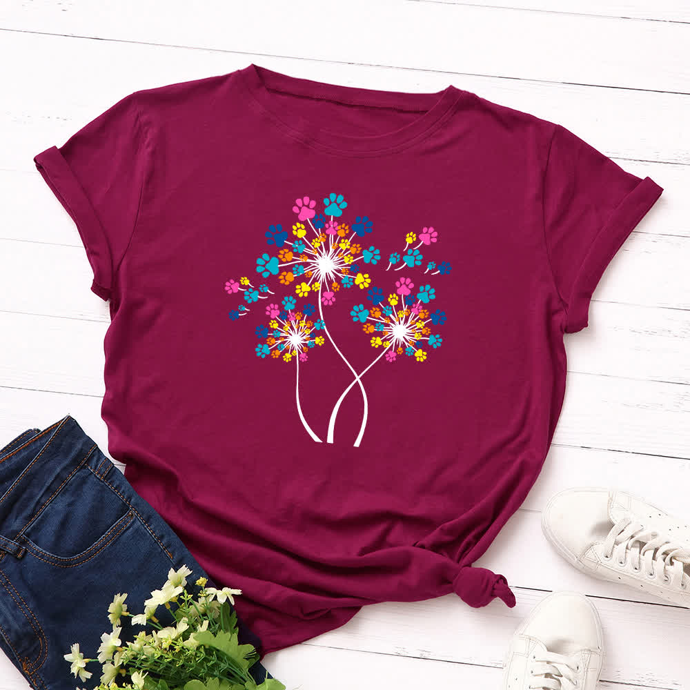Plus Size Creative Dandelion Short Sleeve T-Shirt
