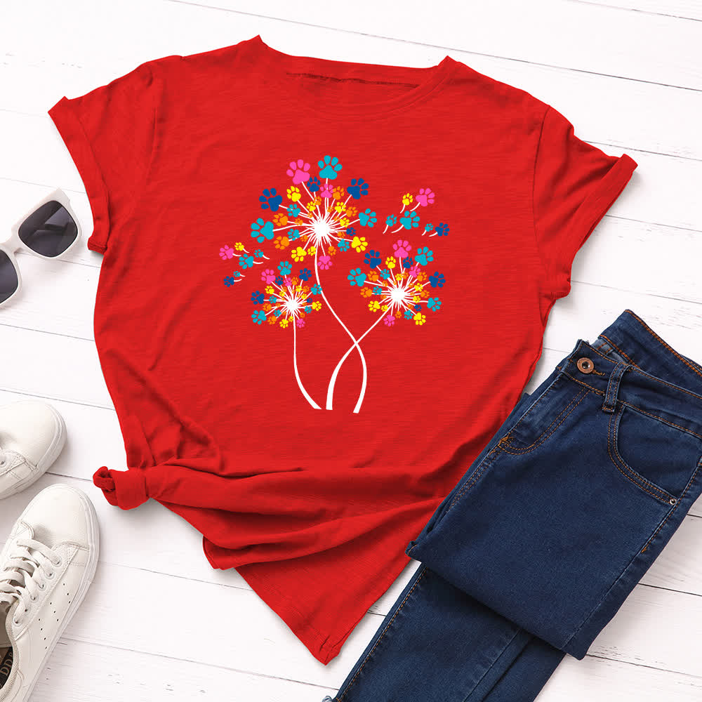 Plus Size Creative Dandelion Short Sleeve T-Shirt