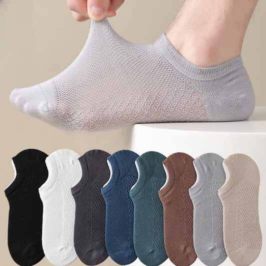 Plusock Plus Size Breathable Mesh Ultra-Thin No Show Socks(8 Pairs)