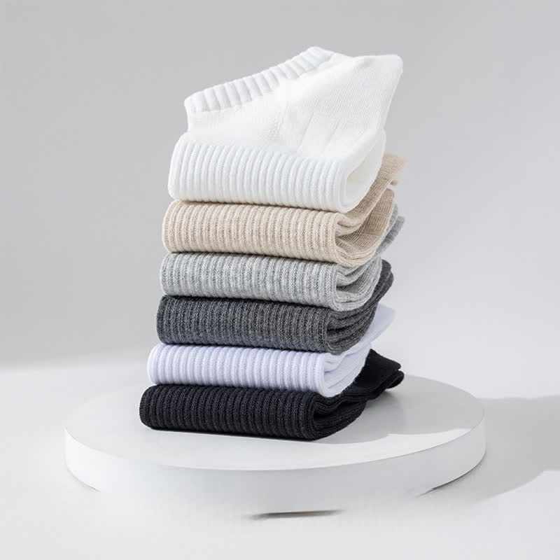 Plus Size Lightweight Breathable Mesh Solid Color No Show Socks(6 Pairs)