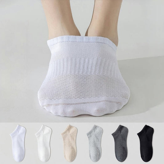 Plusock Plus Size Lightweight Breathable Mesh Solid Color No Show Socks(6 Pairs)