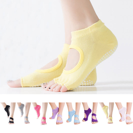 Plusock Non-Slip Five-Toe Open Toe Yoga Socks(5 Pairs)