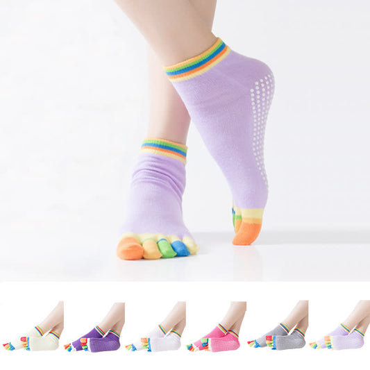 Plusock Colorful Non-Slip Five-Toe Yoga Socks(6 Pairs)