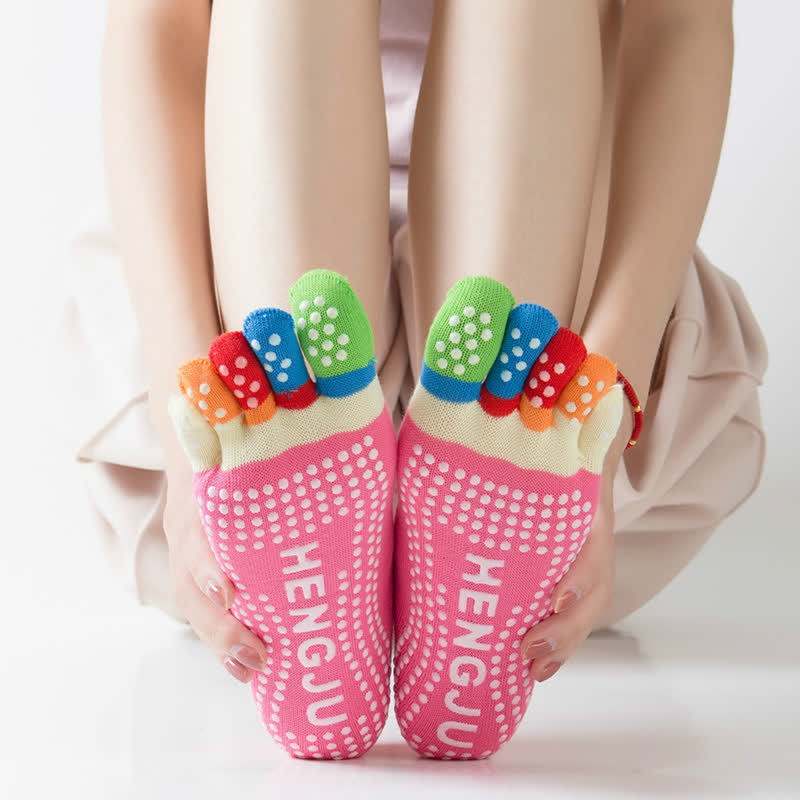Plusock Colorful Non-Slip Five-Toe Yoga Socks(6 Pairs)