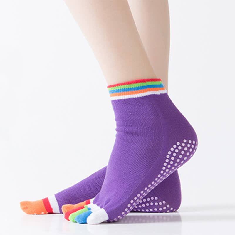 Plusock Colorful Non-Slip Five-Toe Yoga Socks(6 Pairs)