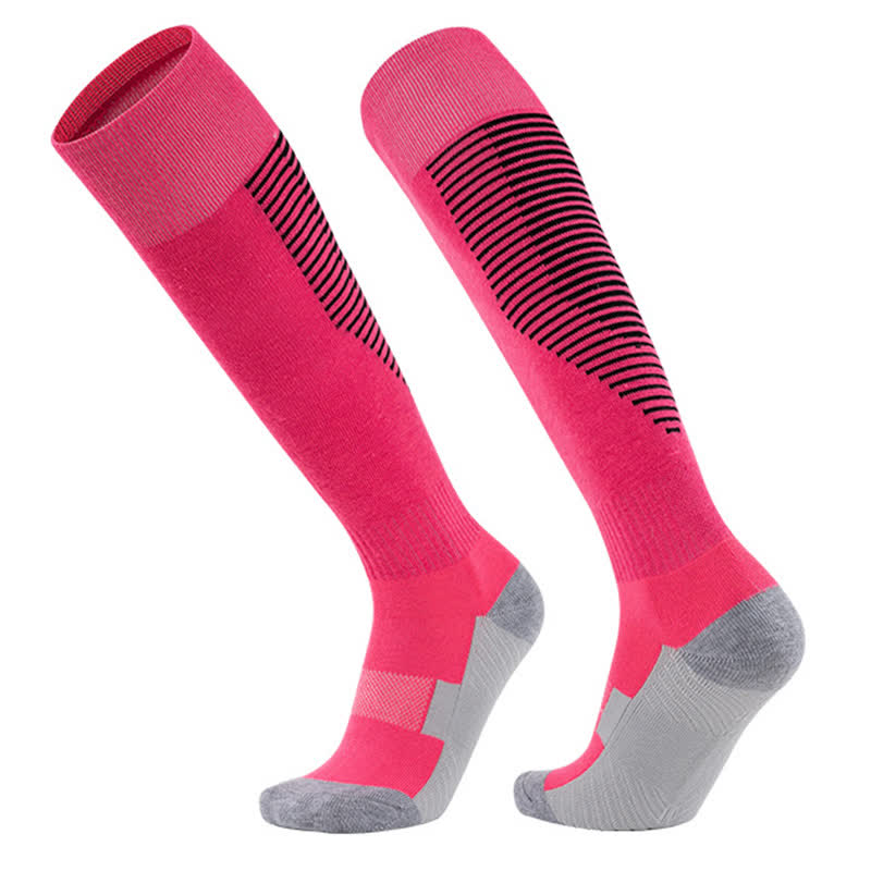 Striped Sweat-absorbent Knee-high Sports Soccer Socks(5 Pairs)