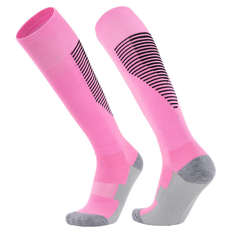 Striped Sweat-absorbent Knee-high Sports Soccer Socks(5 Pairs)