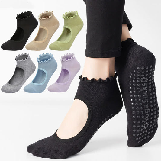 Plusock Non-Slip Cotton Open Instep Yoga Socks(6 Pairs)