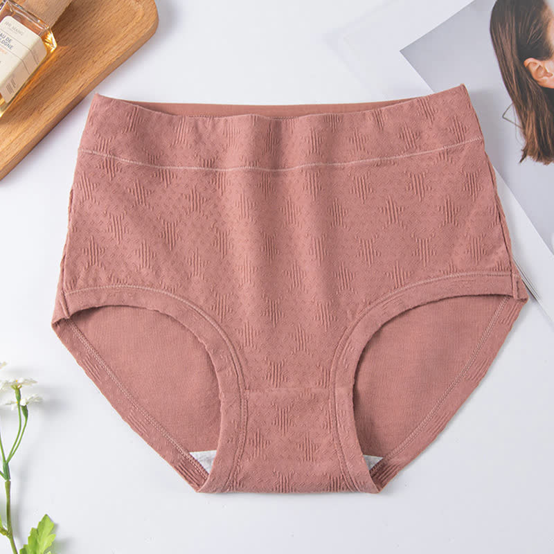 Solid Color Simple High Waist Cotton Brief(3 Packs)