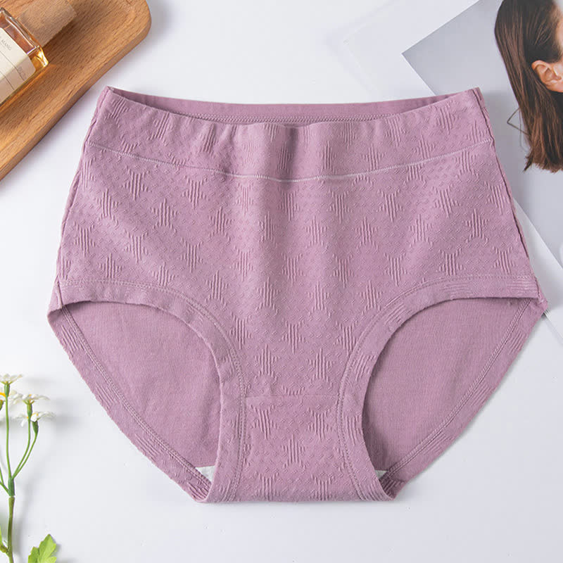 Solid Color Simple High Waist Cotton Brief(3 Packs)