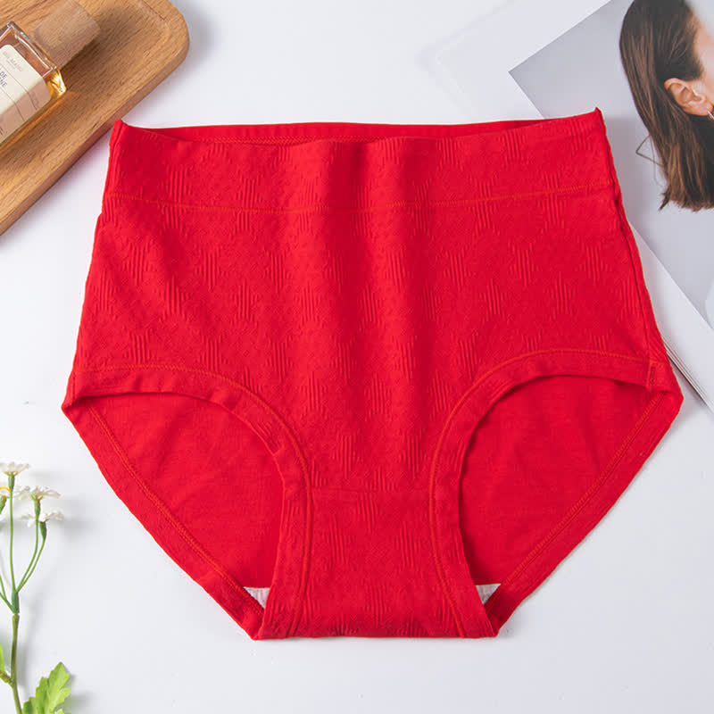 Solid Color Simple High Waist Cotton Brief(3 Packs)