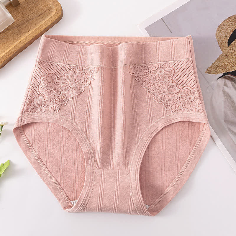 Plus Size Cotton Floral Lace Brief(3 Packs)