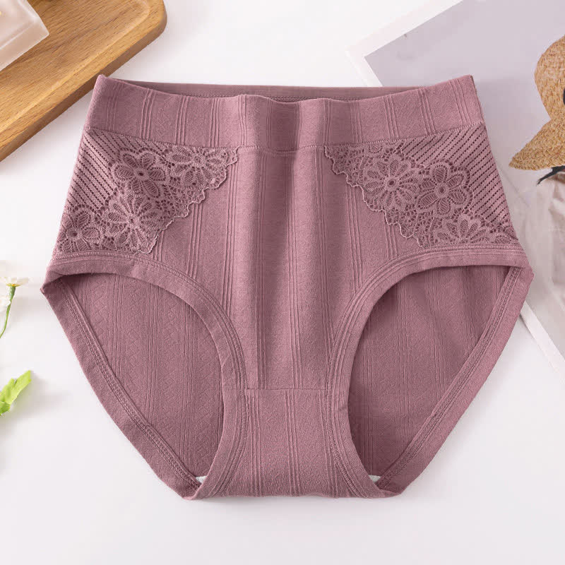 Plus Size Cotton Floral Lace Brief(3 Packs)