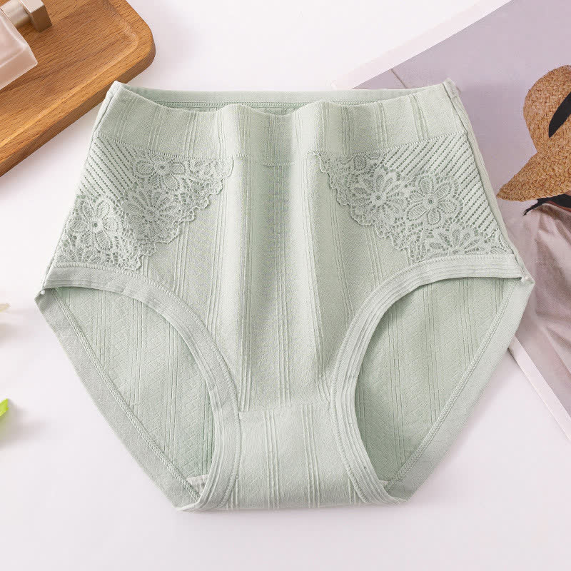 Plus Size Cotton Floral Lace Brief(3 Packs)